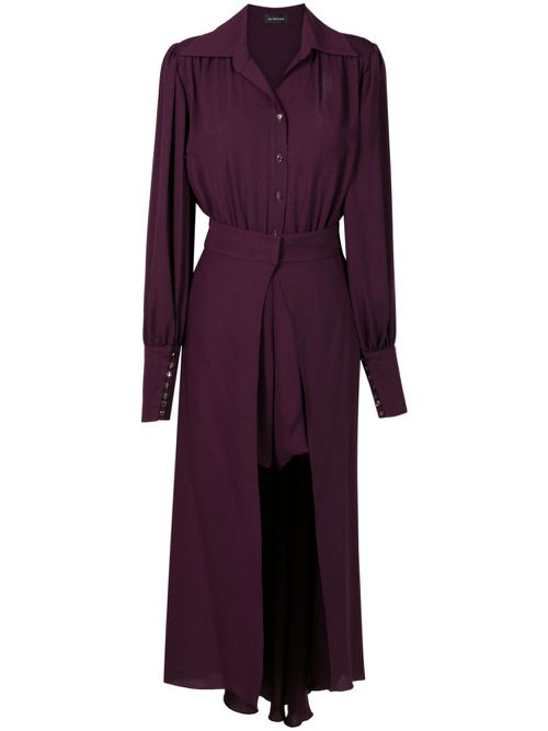 Detachable-skirt layered shirtdress - Purple