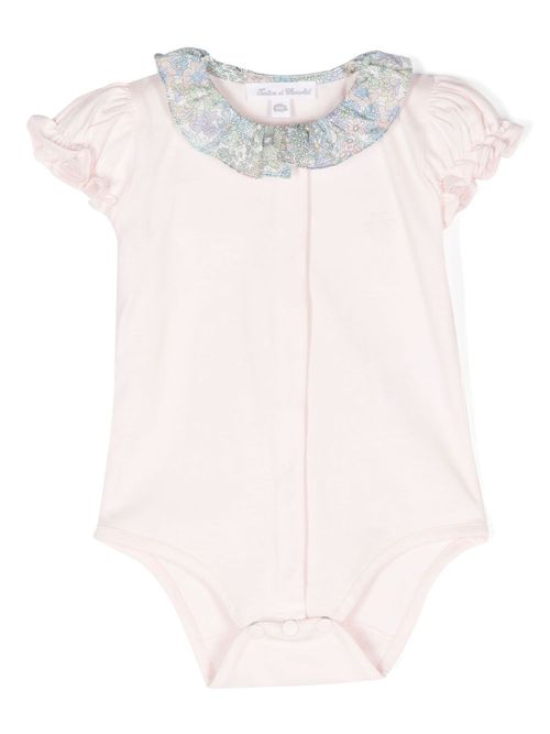 Logo-embroidered floral shorts set - Pink