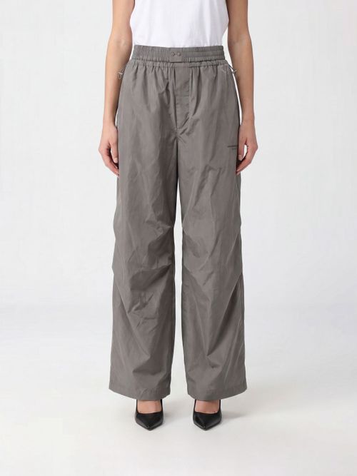 High-Waisted Wide-Leg Trousers in Grey Technical Fabric