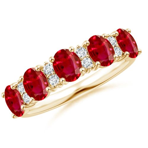 Angara 2.0 Carats Five Stone Ruby and Diamond Wedding Ring in 14K Yellow Gold