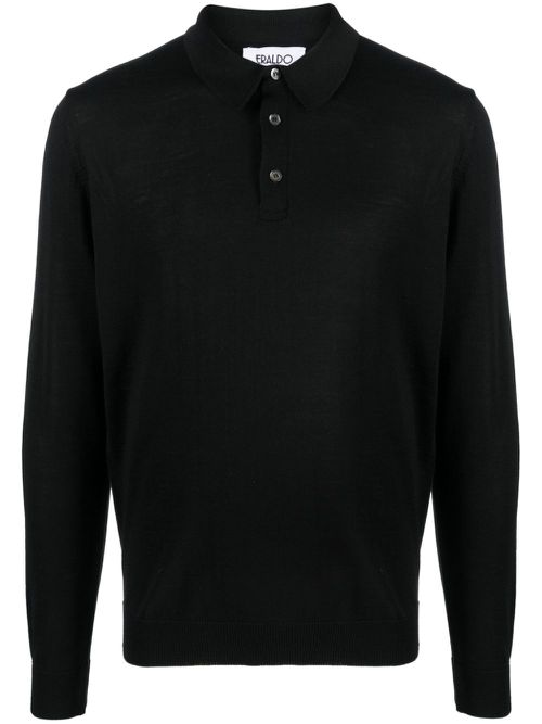 Merino-wool polo shirt - Black