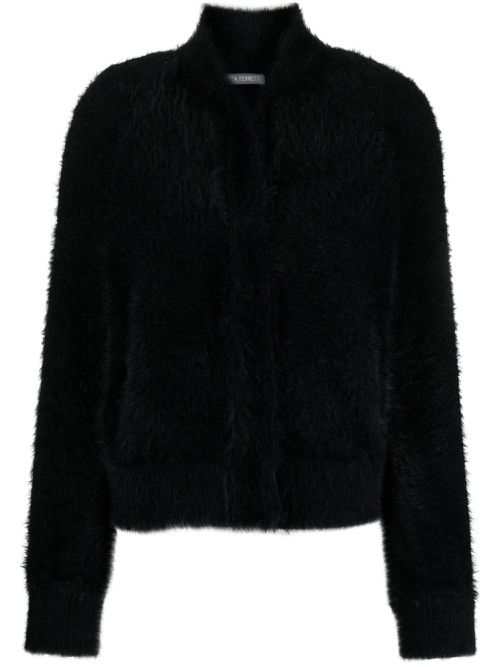Brushed-effect press-stud cardigan - Black