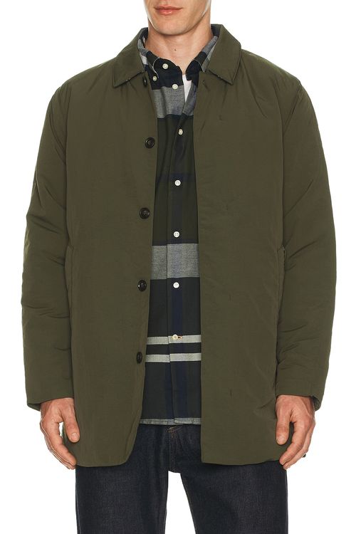 Barbour Wadded Lorden Showerproof Mac Jacket in Olive - Olive. L also in M, S, XL/1X