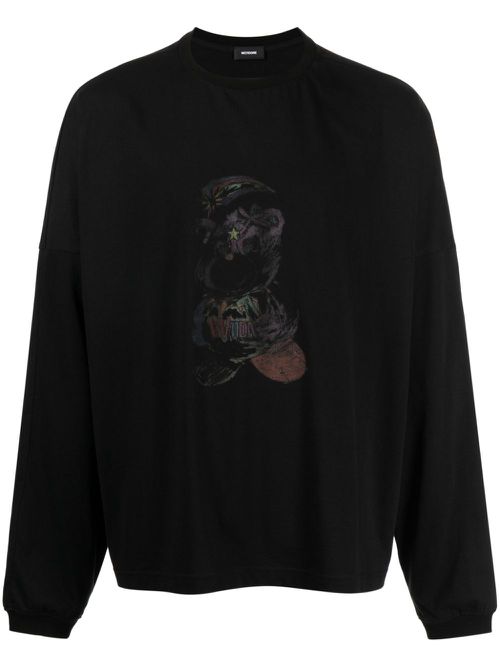 Cartoon-print cotton T-shirt - Black