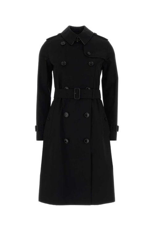 Double-Breasted Gabardine Trench Coat — Black