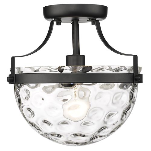 Matte Black One Light Semi-Flush Mount from the Quinn Collection