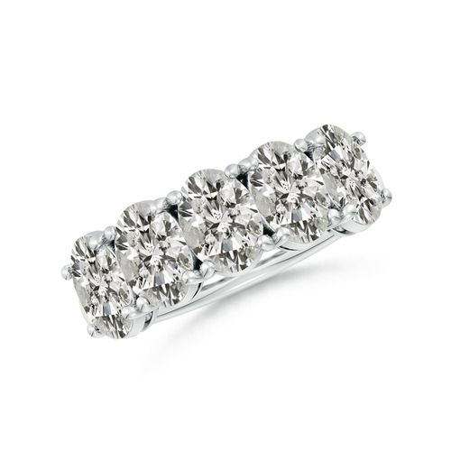 Angara 3.8 Carats Oval Diamond Five Stone Classic Anniversary Ring in 18K White Gold