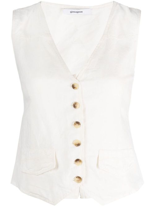Button-up waistcoat top - White