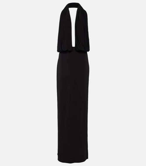Draped halterneck jersey gown
