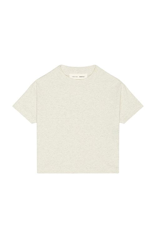 Fear of God ESSENTIALS Kids Classic Short Sleeve Tee in Oatmeal Heather - Grey. 2/3 also /5