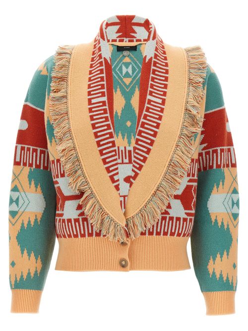 Jacquard Wool-Cashmere Cardigan — Teal