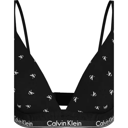Calvin Klein Women's Women Diamond Logo Print Lightly Lined Triangle Bra, Black
