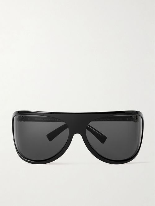 Oversized D-frame Acetate Sunglasses - Black