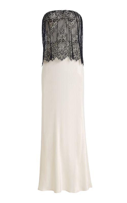 Exclusive Visions Strapless Lace Satin Maxi Dress - Moda Operandi