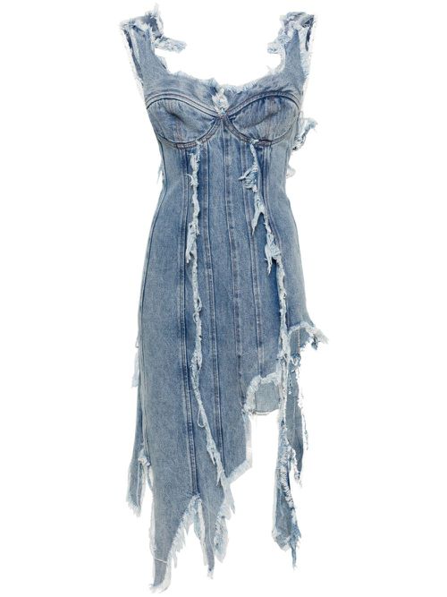 Distressed denim minidress - Blue