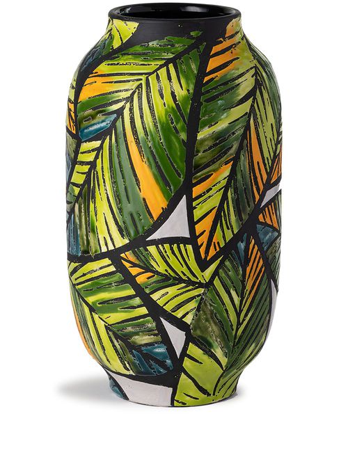 Tropical embossed ceramic vase - Brown