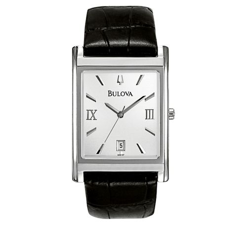 Men's Black Leather Strap Watch 45mm 96B107