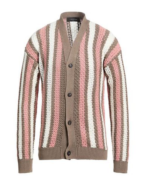 Man Cardigan Taupe Size 42 Cotton
