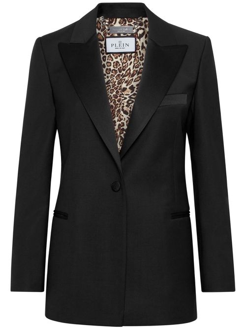 Peak-lapels single-breasted blazer - Black