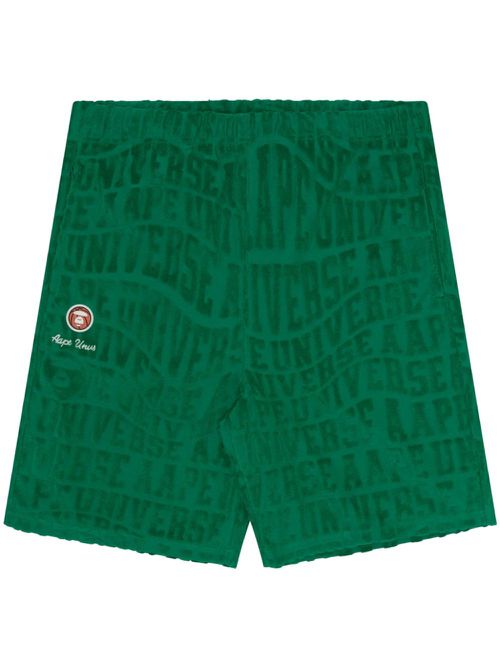 Logo-embossed towelling-finish shorts - Green