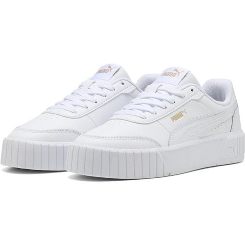 Puma Womens Carina Mia Classic Low Top Trainers in White-Gold