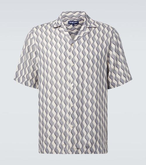 Roberto printed linen bowling shirt