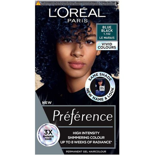 L'Oreal Paris Preference Vivids Permanent Hair Dye, Intense Luminous Colour, Blue Black