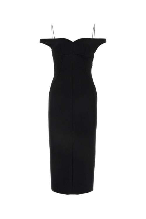 Off-Shoulder Midi Dress — Black