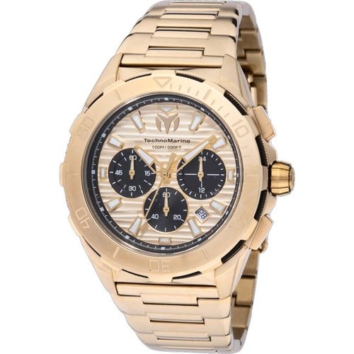 Seven Seas Chronograph GMT Quartz Gold Dial Mens Watch TM-725032
