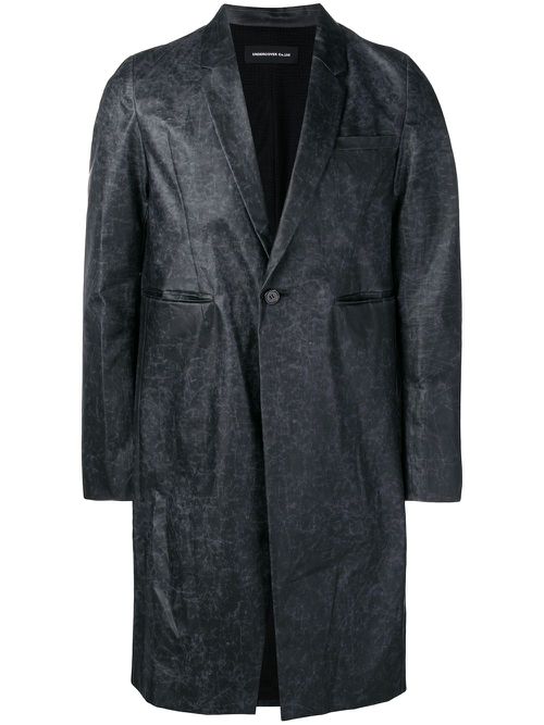Single-breasted biker coat - Black