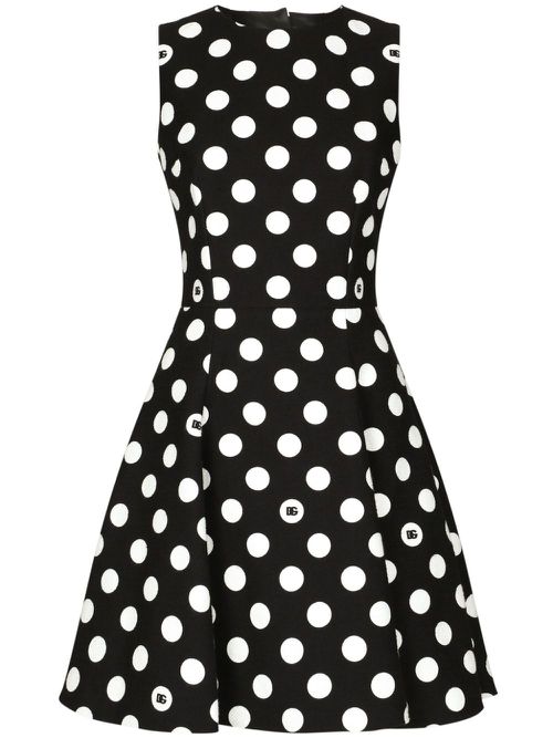 Polka-dot cotton minidress - Black