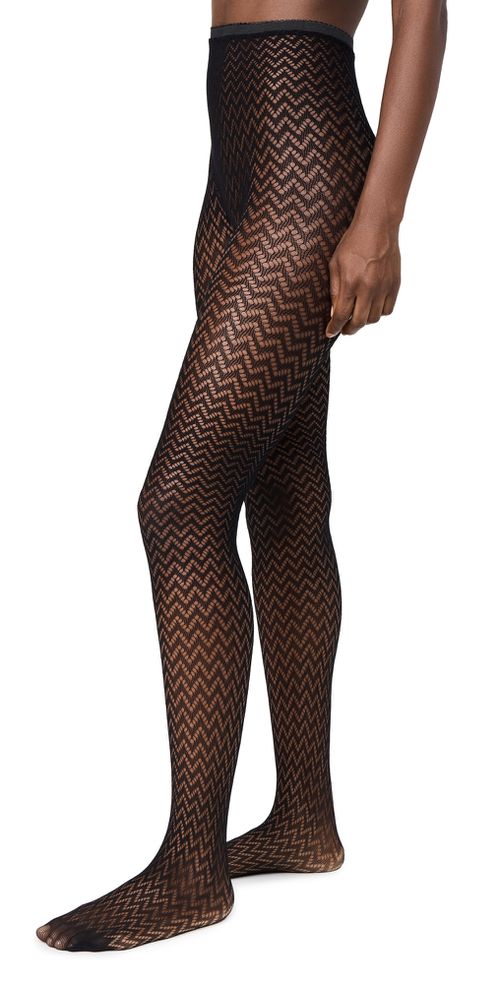 Micro Wavey Fishnet Tights Black One Size