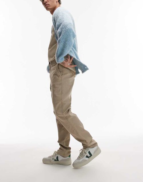 Topman slim chino pants in stone-Neutral