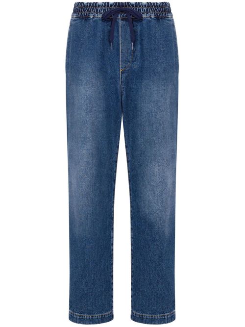 Logo-appliqué straight-leg jeans - Blue