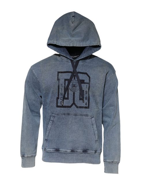 Logo-Printed Cotton Blend Hoodie — Blue