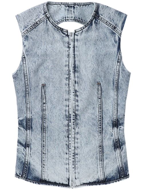 Acid-wash denim vest - Blue