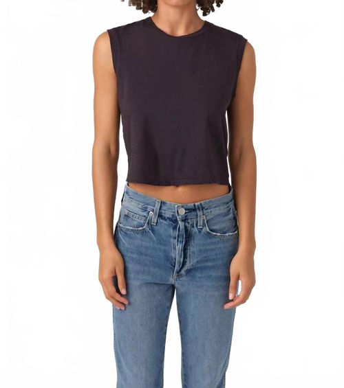 Denim Sleeveless Babe Tee In Vintage Black