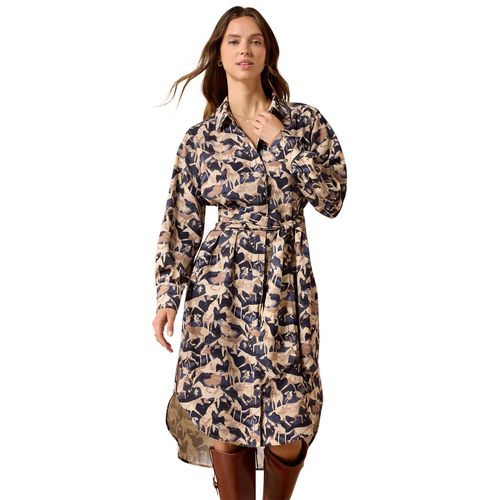 Women's Culham Dress Long Sleeve in Navy Coincide Print, Size Large, by
