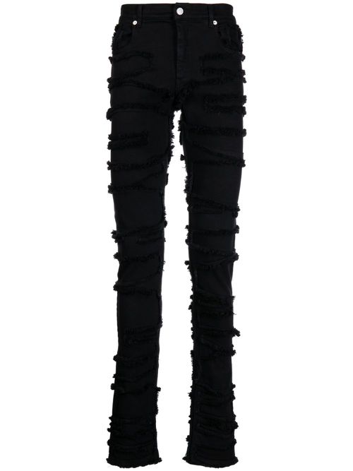 Distressed frayed skinny jeans - Black