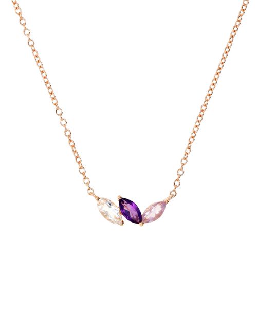"Multi-Gemstone Marquise Trinity 18"" Pendant Necklace (3/4 ct. t.w.) in 14k Rose Gold-Plated Sterling Silver - Multi-Gemstone"