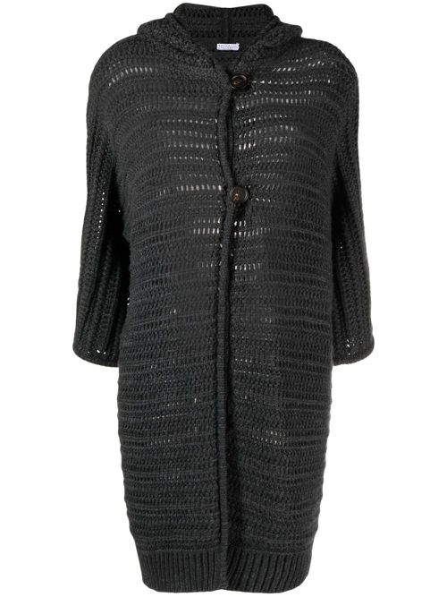 Hooded midi cardi-coat - Grey