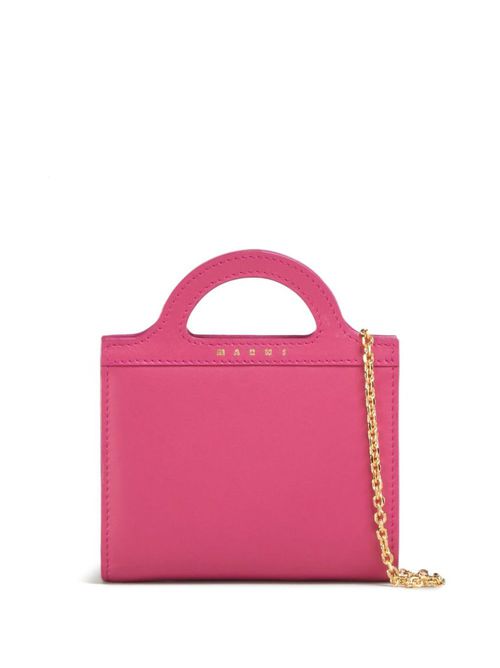 Logo-stamp leather bi-fold wallet - Pink