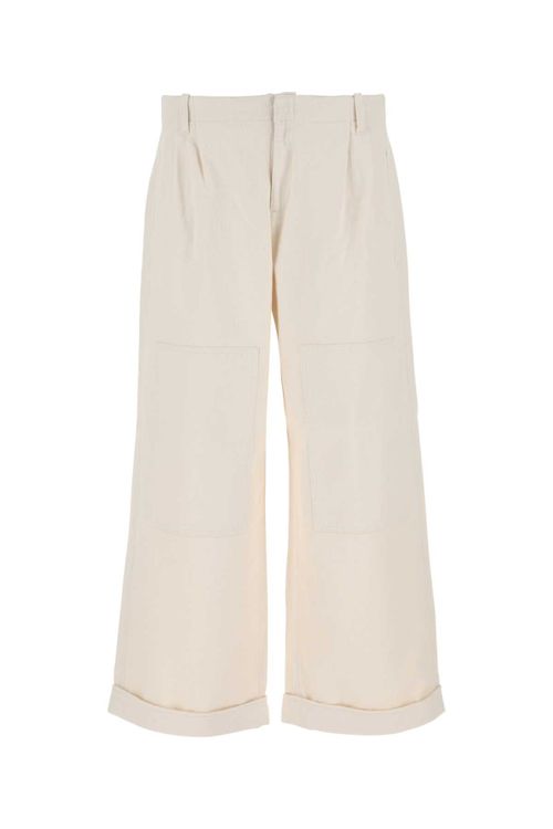 Stretch Cotton Wide-Leg Trousers — White