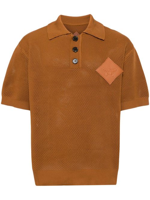 Logo-appliqué knitted polo shirt - Brown