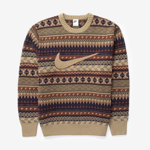Nike Life Fair Isle Swoosh Sweater - NEUTRAL OLIVE - unisex