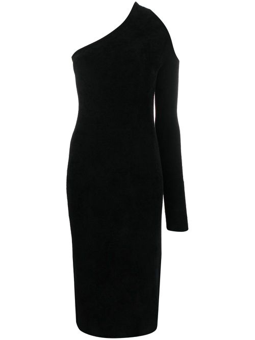 One shoulder midi dress - Black
