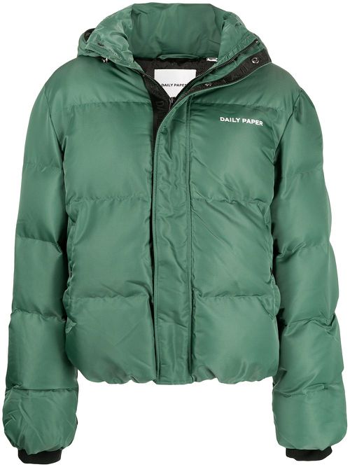 Logo-print puffer jacket - Green