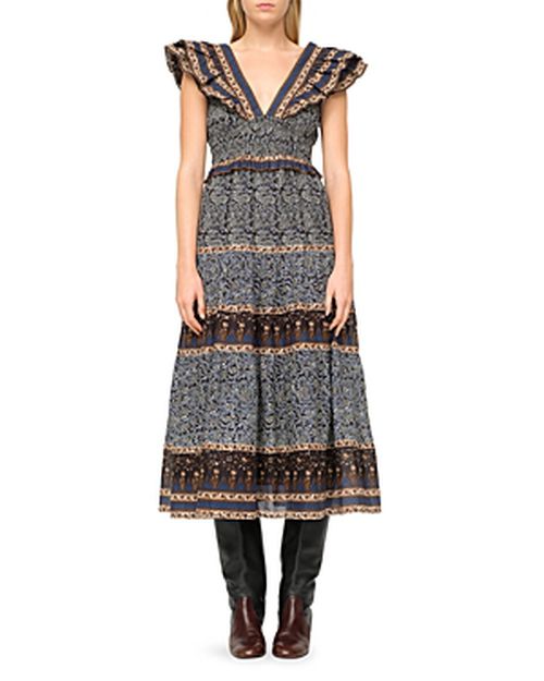 Ivette Printed Smocked Midi Dress