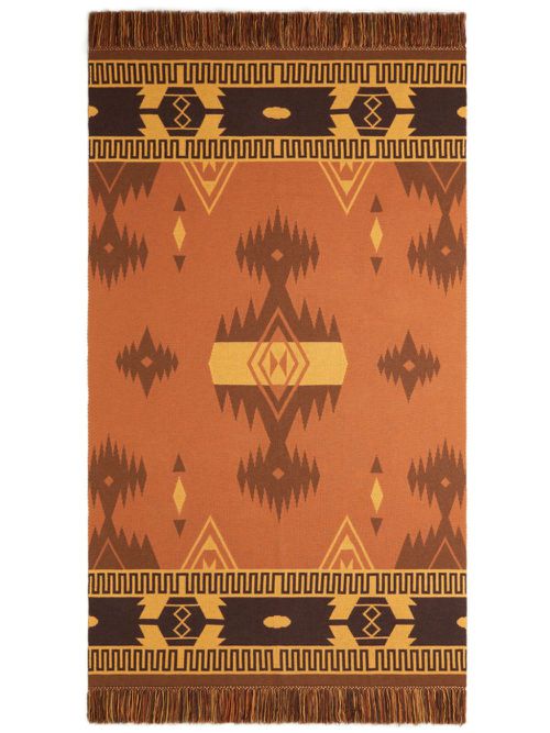 Icon jacquard wool blanket - Orange