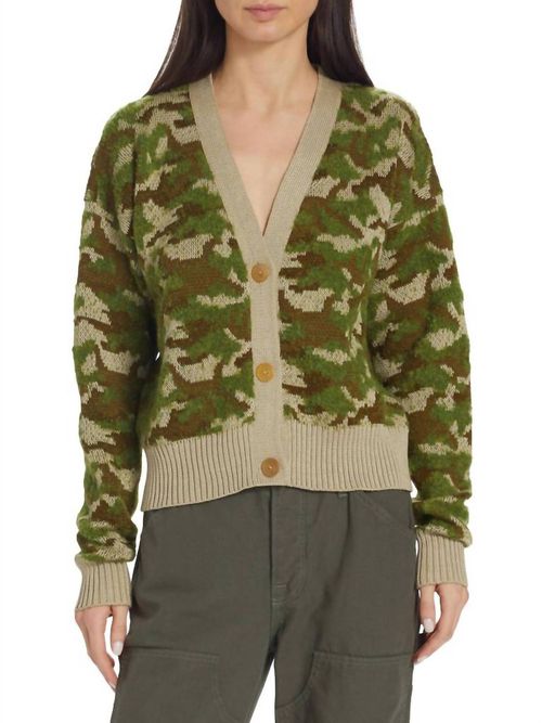 Rangu Crop Cardigan In Camo Jacquard